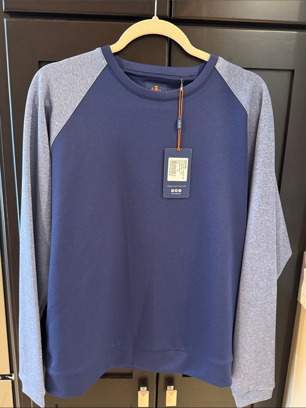 Men's Donald Ross Sport Navy Pullover with Heather Blue Sleeves! Butter soft NWT